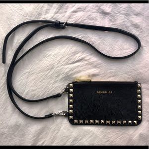 Bandolier Pyramid Stud Pouch in gold + Strap attachment